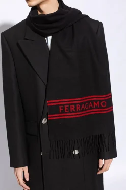 FERRAGAMO BLACK Wool scarf