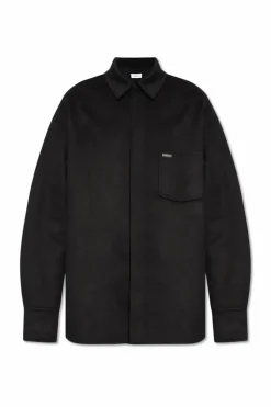 FERRAGAMO BLACK Wool Shirt with Pocket