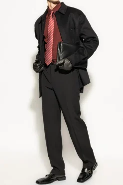 FERRAGAMO BLACK Wool Shirt with Pocket