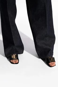 FERRAGAMO BLACK ‘Zelie’ heeled mules