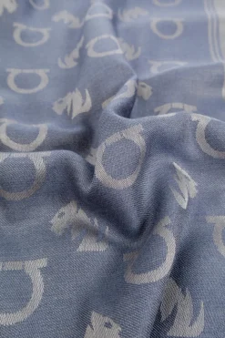 FERRAGAMO BLUE Scarf with monogram