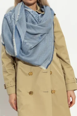 FERRAGAMO BLUE Scarf with a decorative pattern
