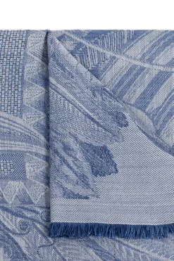 FERRAGAMO BLUE Scarf with a decorative pattern