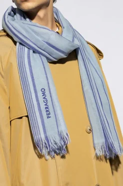 FERRAGAMO BLUE Wool scarf