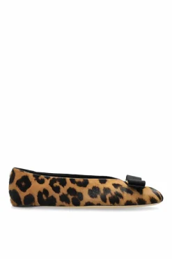 FERRAGAMO BROWN Ballerinas with animal motif