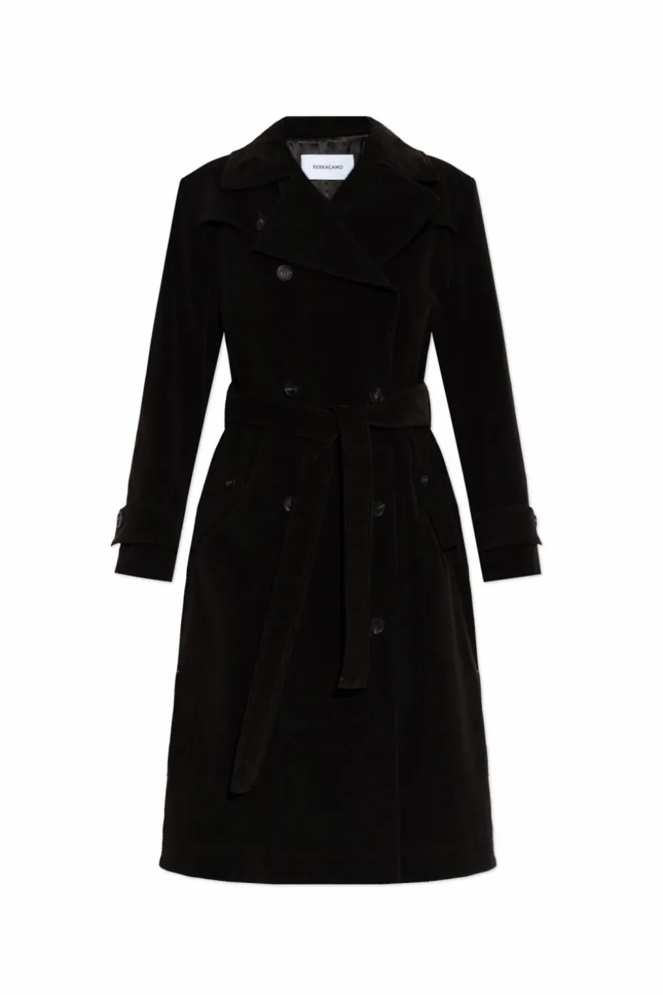 FERRAGAMO BROWN Corduroy trench coat