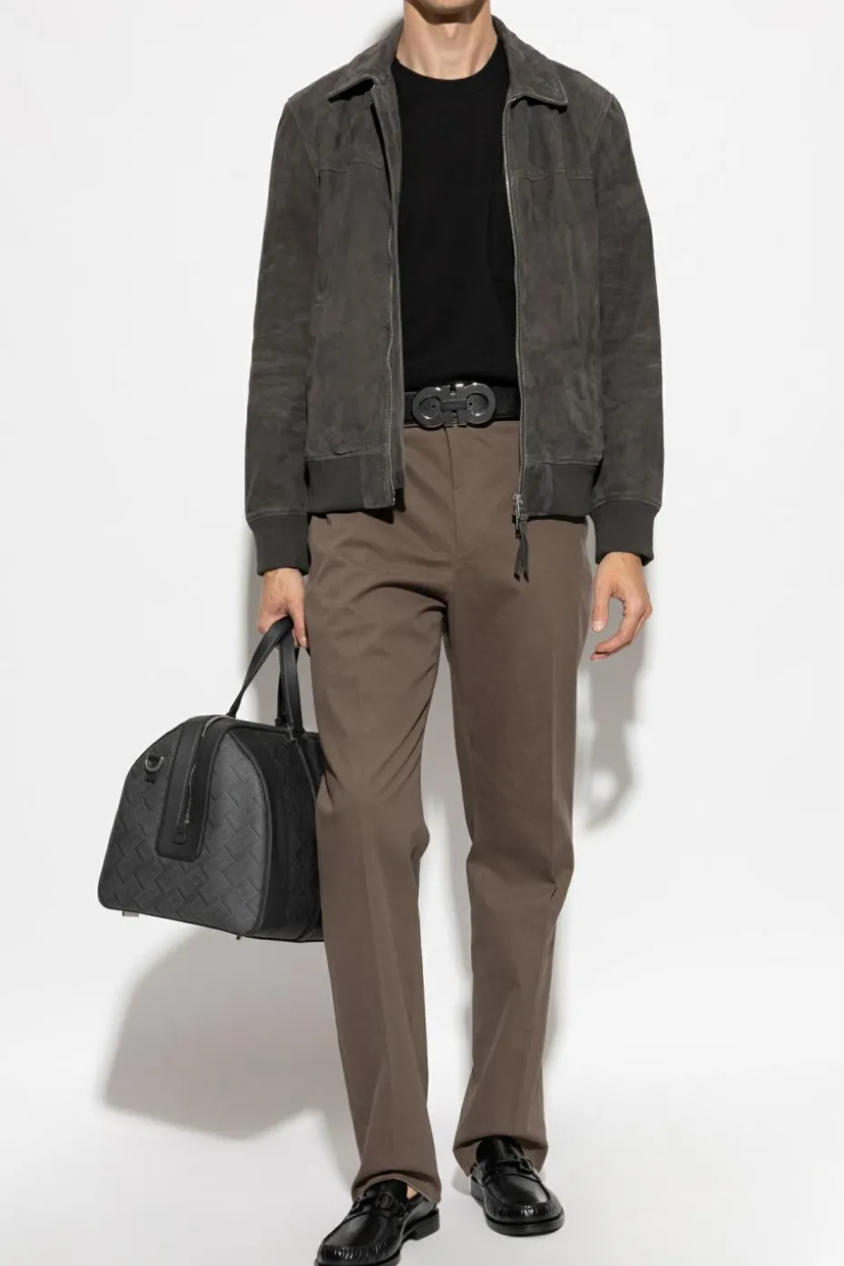 FERRAGAMO BROWN Creased trousers