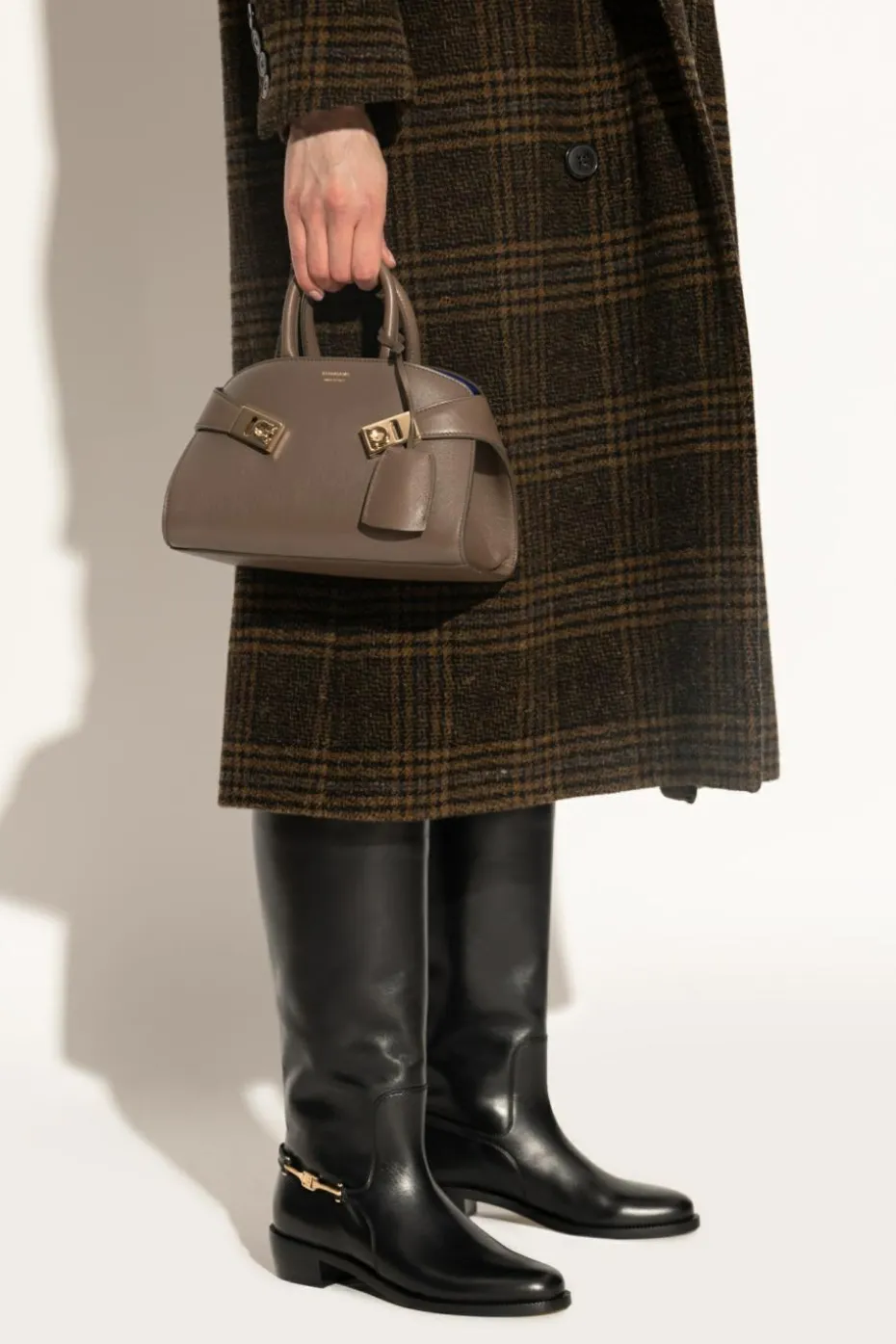 FERRAGAMO BROWN Handbag `Hug Mini`