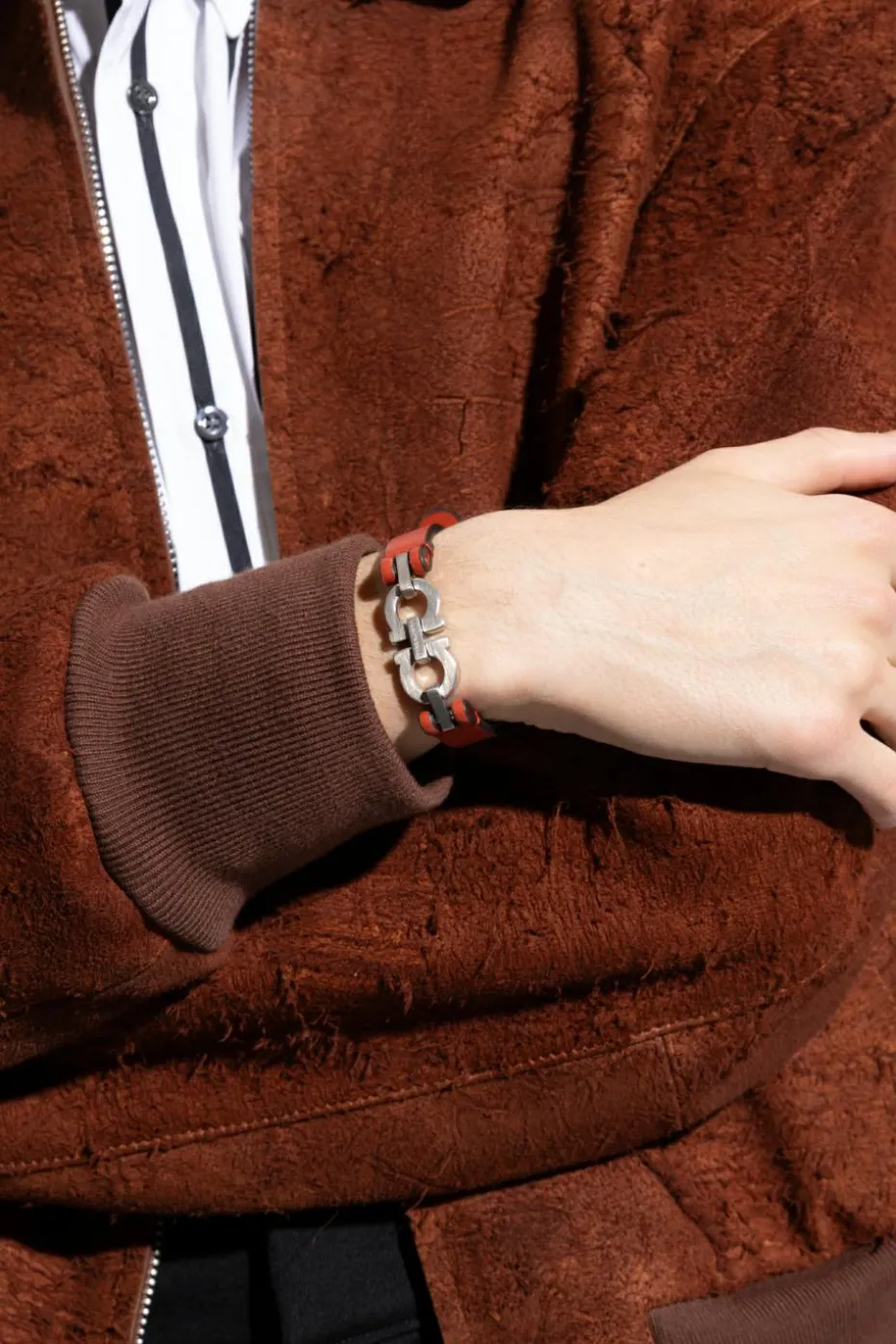 FERRAGAMO BROWN Leather bracelet