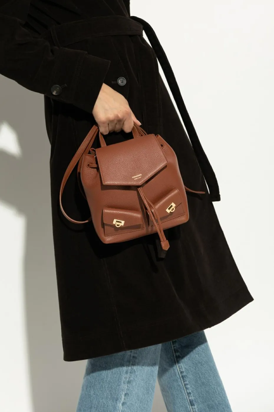FERRAGAMO BROWN Leather backpack