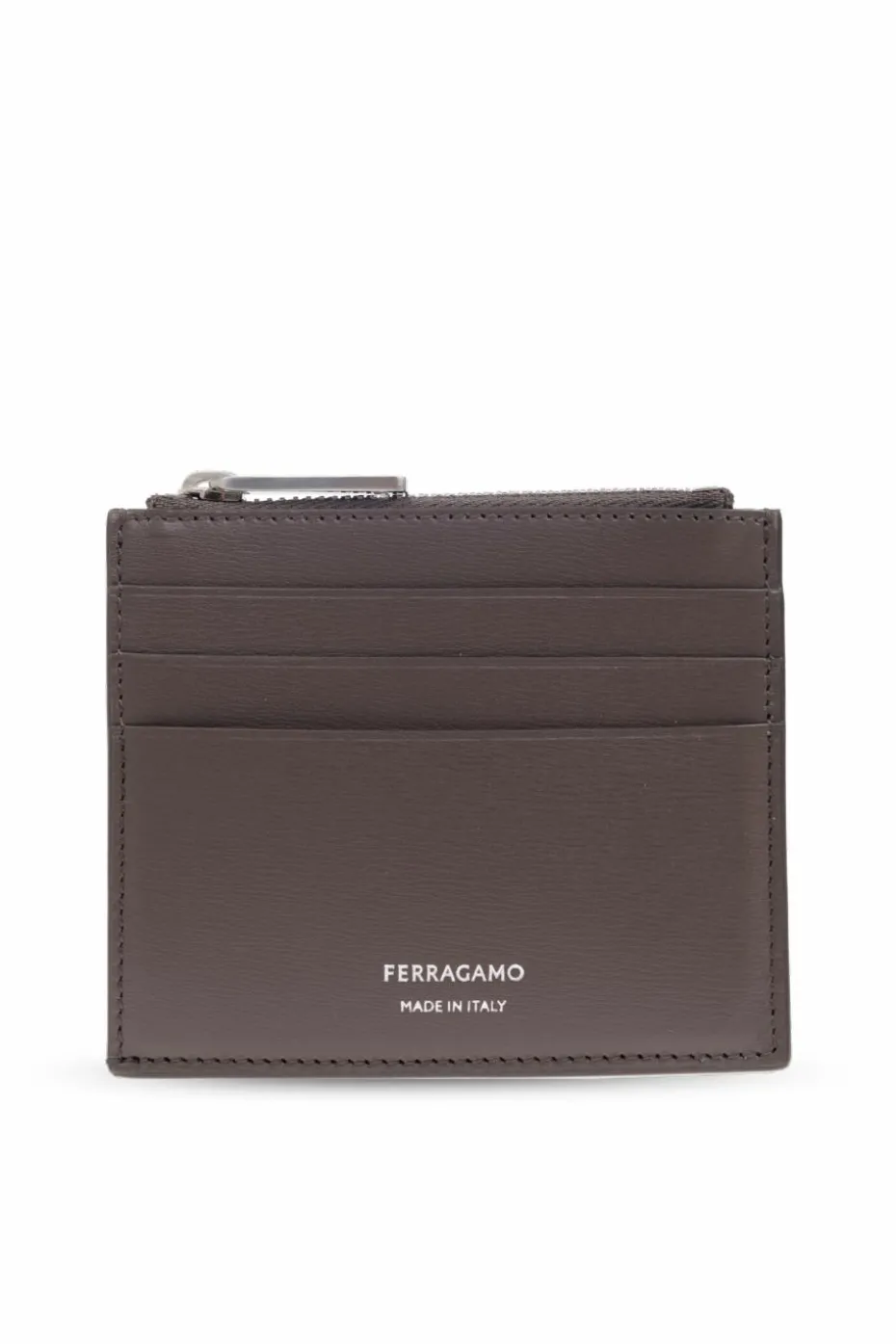 FERRAGAMO BROWN Leather card holder
