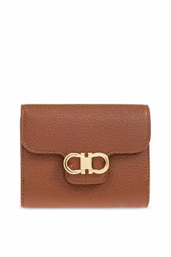FERRAGAMO BROWN Leather wallet with logo