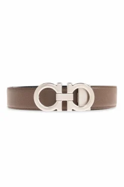 FERRAGAMO BROWN Reversible belt with logo