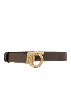 FERRAGAMO BROWN Reversible leather belt