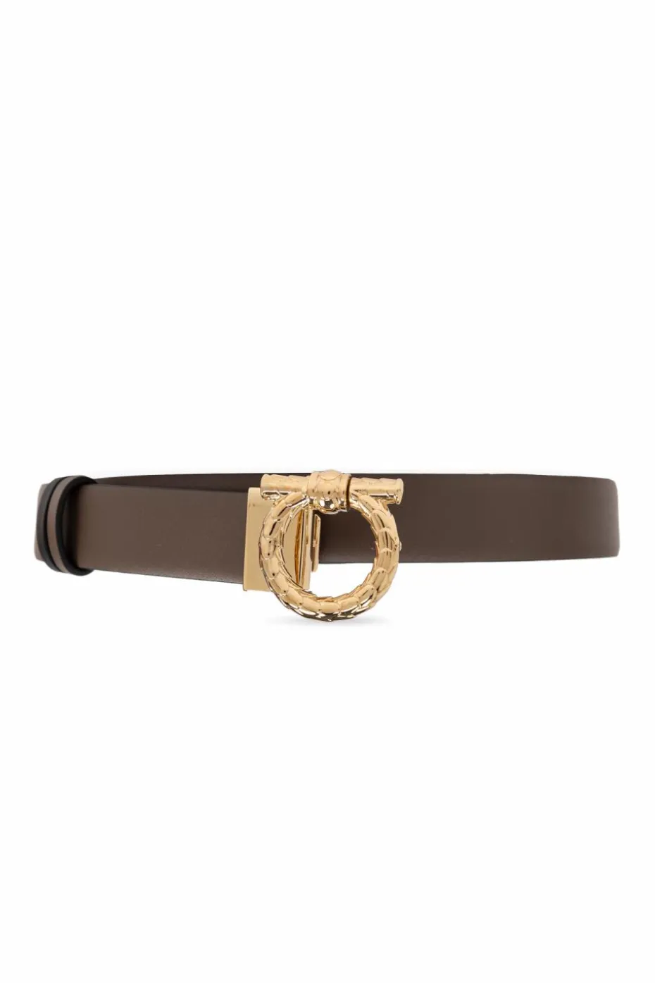 FERRAGAMO BROWN Reversible leather belt