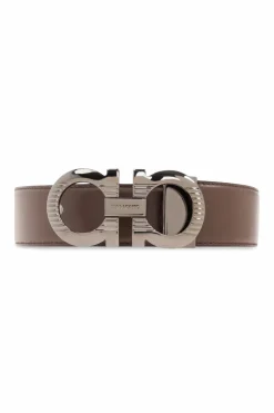 FERRAGAMO BROWN Reversible ‘Adjus’ belt