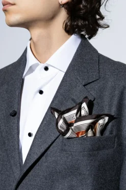 FERRAGAMO BROWN Silk pocket square