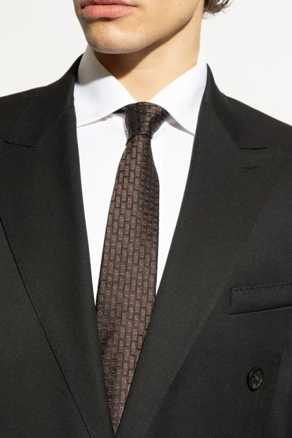 FERRAGAMO BROWN Silk tie