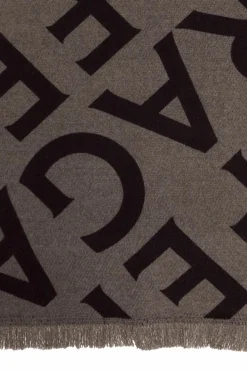 FERRAGAMO BROWN Wool scarf with monogram