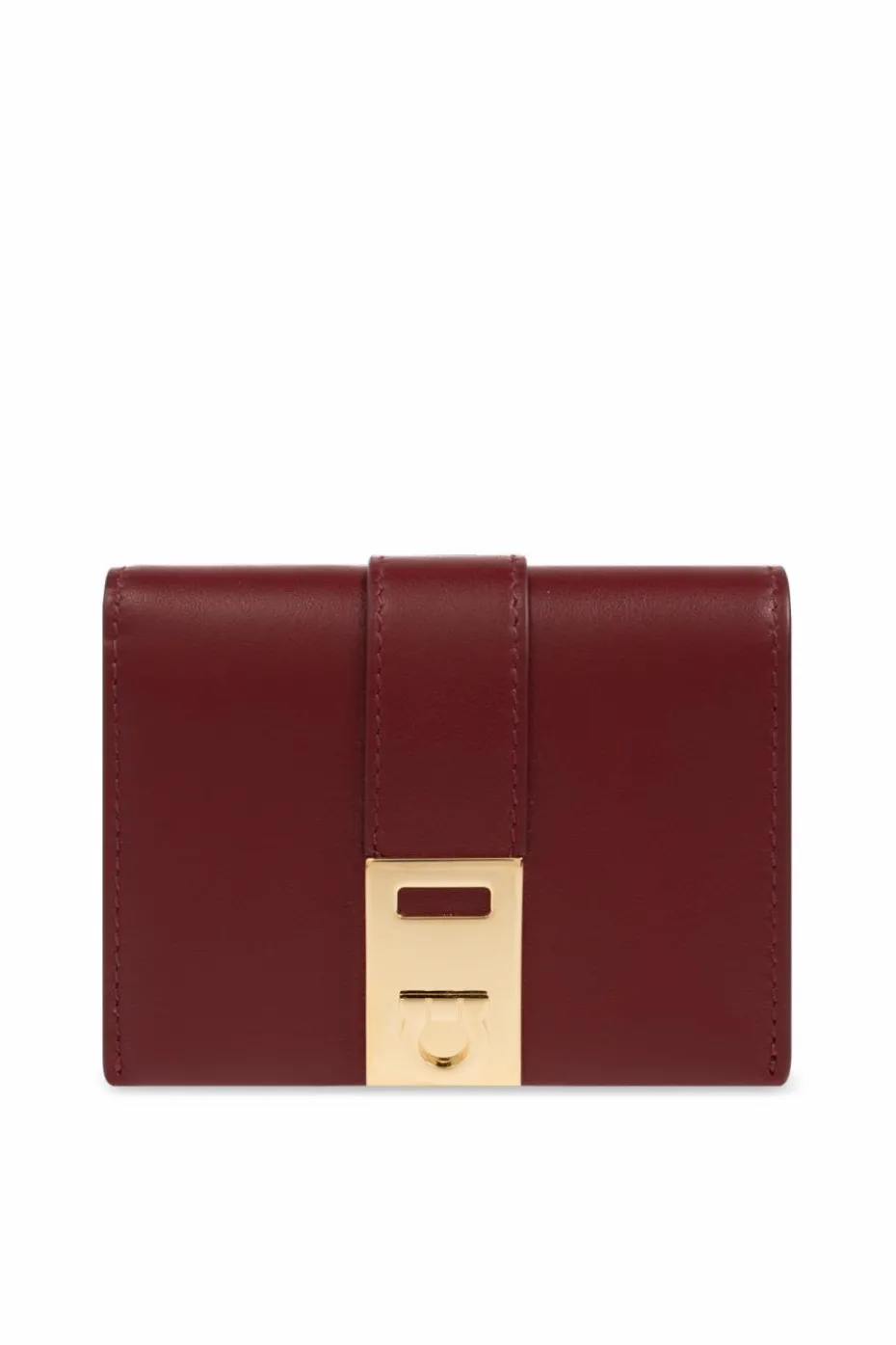 FERRAGAMO BURGUNDY Leather wallet with logo