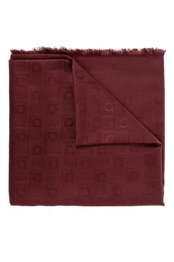 FERRAGAMO BURGUNDY Scarf with monogram