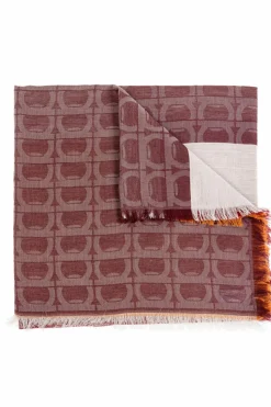 FERRAGAMO BURGUNDY Scarf with monogram