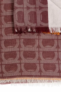 FERRAGAMO BURGUNDY Scarf with monogram