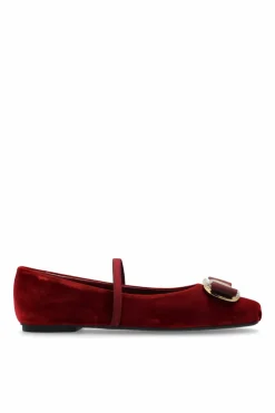 FERRAGAMO BURGUNDY Velvet ballerinas Zina