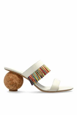 FERRAGAMO cream Heeled flip-flops
