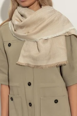 FERRAGAMO cream Scarf with decorative pattern