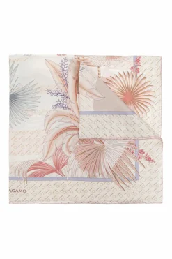 FERRAGAMO cream Silk scarf with print