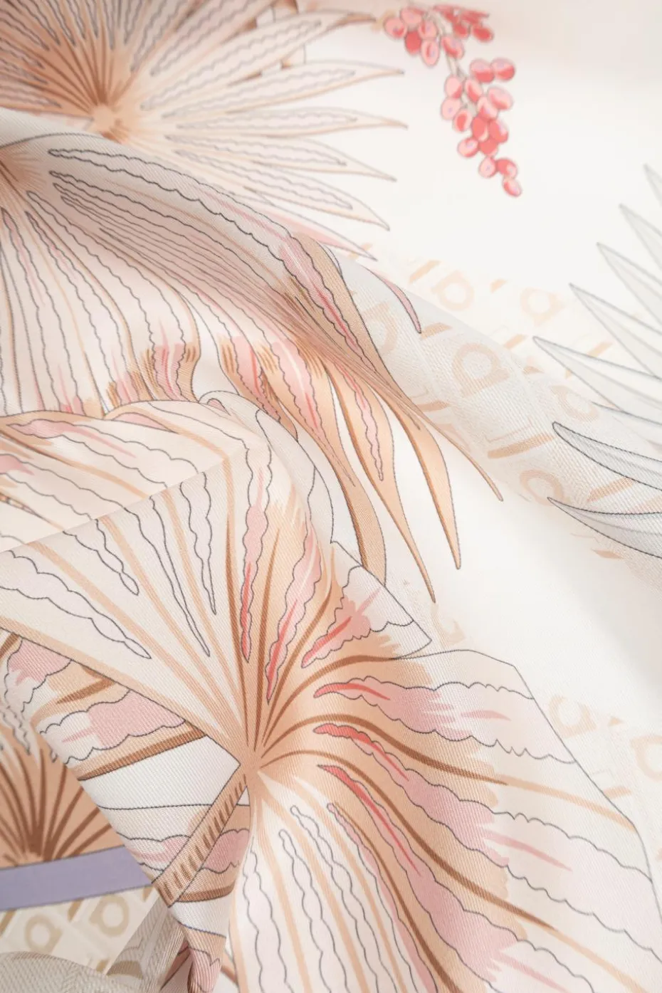 FERRAGAMO cream Silk scarf with print