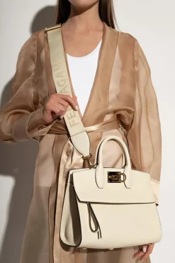 FERRAGAMO cream ‘The Studio Small’ shoulder bag