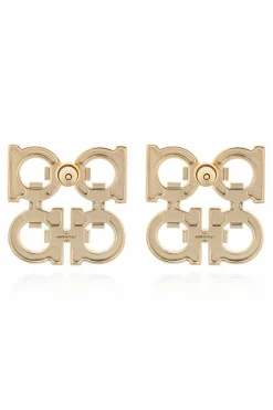 FERRAGAMO GOLD Earrings in the shape of a logo