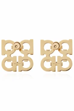 FERRAGAMO GOLD Earrings in the shape of a logo