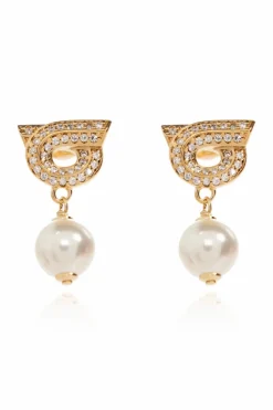 FERRAGAMO GOLD Earrings with Logo