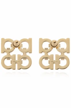 FERRAGAMO GOLD Earrings with shimmering crystals