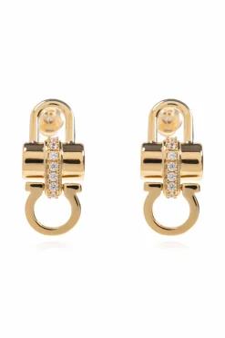 FERRAGAMO GOLD Earrings with shimmering crystals