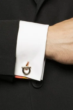 FERRAGAMO GOLD Logo cuff links
