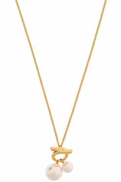 FERRAGAMO GOLD Necklace with pearl pendant