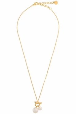FERRAGAMO GOLD Necklace with pearl pendant