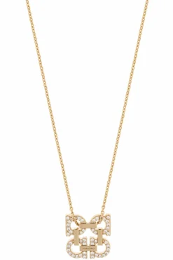 FERRAGAMO GOLD Necklace with a pendant in the shape of a logo
