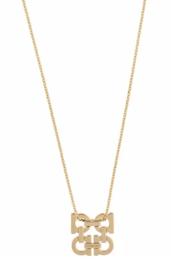 FERRAGAMO GOLD Necklace with a pendant in the shape of a logo