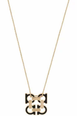 FERRAGAMO GOLD Necklace with a pendant in the shape of a logo