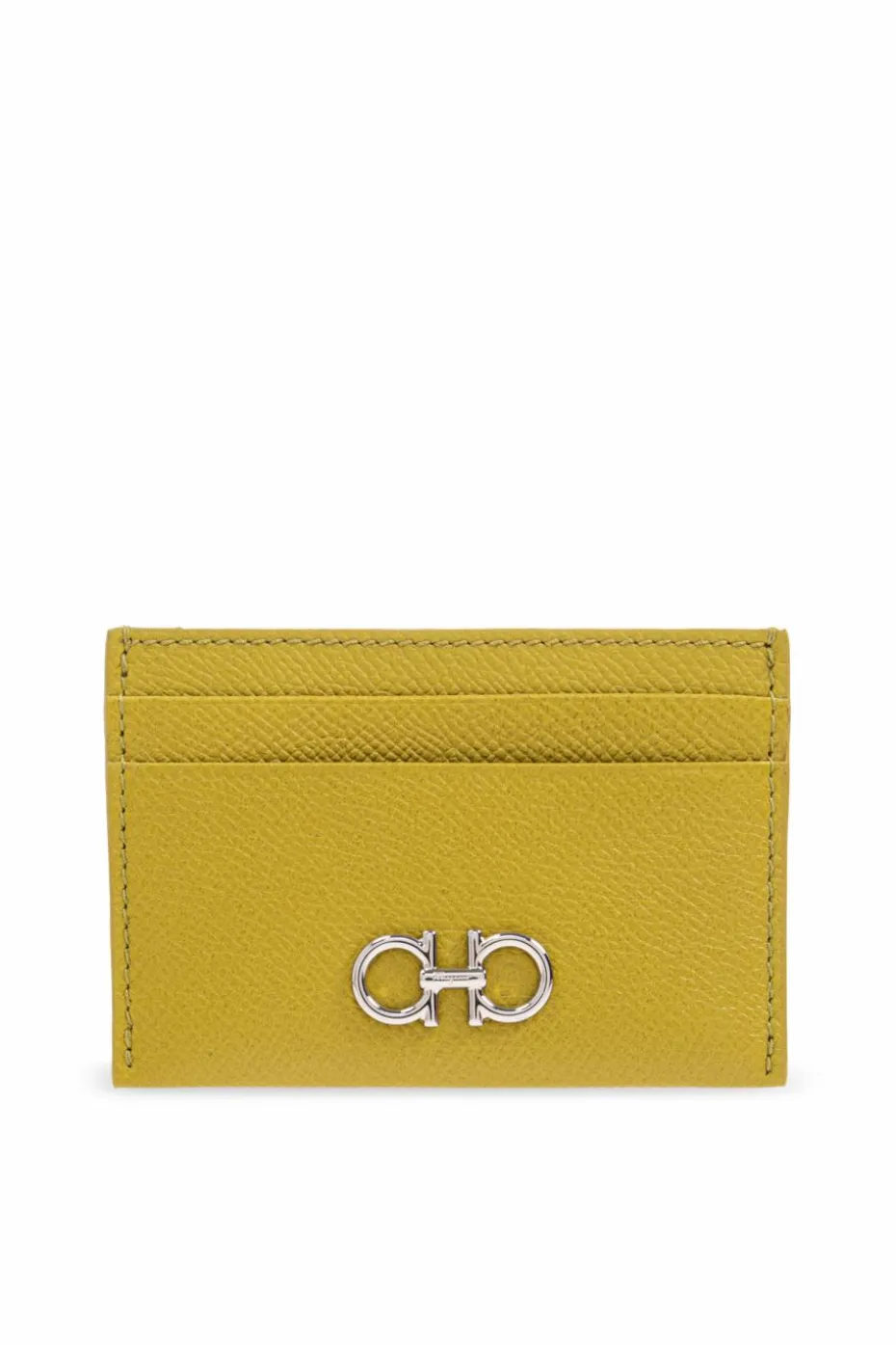 FERRAGAMO GREEN Card case with app in the shape of a logo