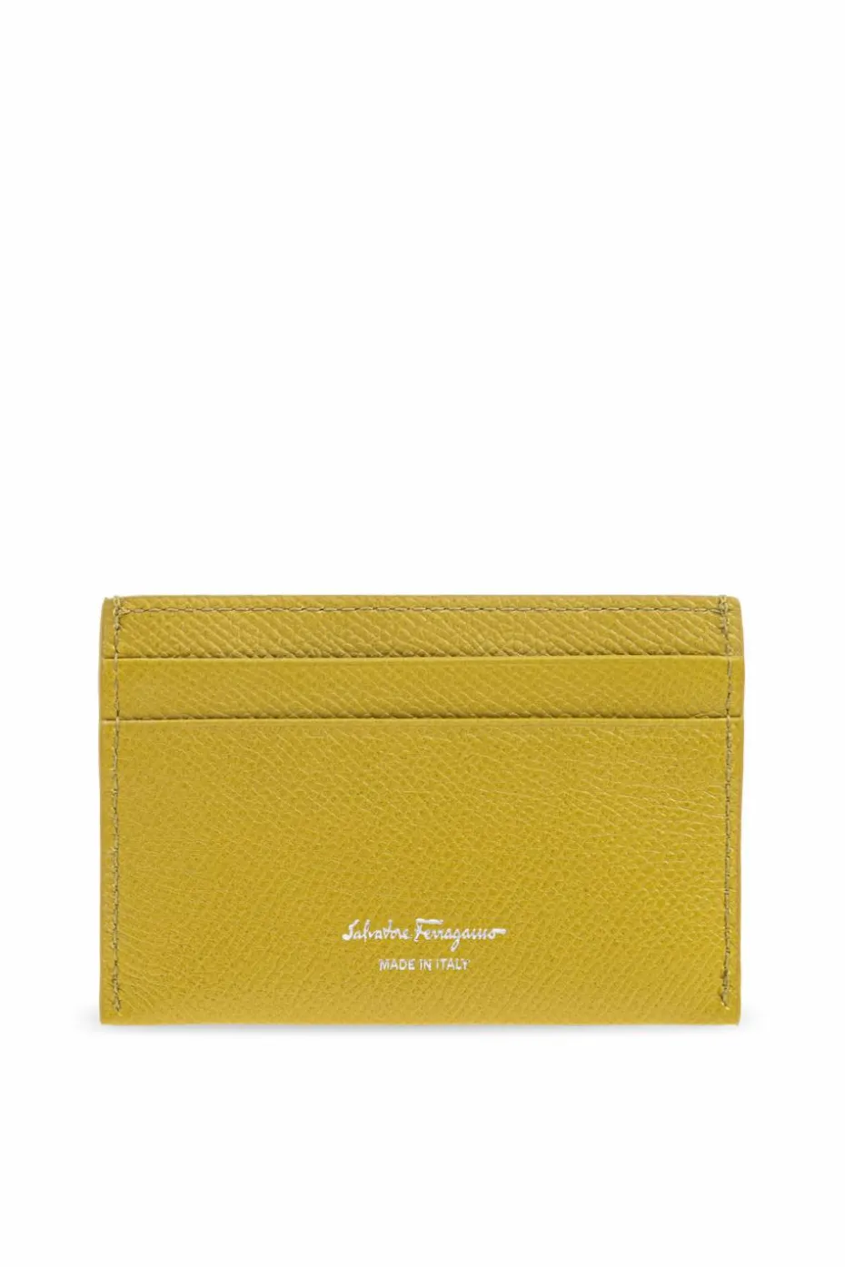 FERRAGAMO GREEN Card case with app in the shape of a logo