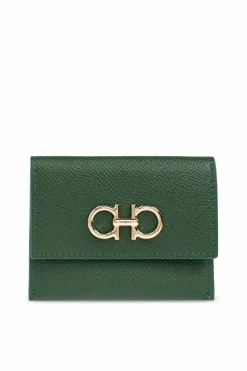 FERRAGAMO GREEN Leather card case