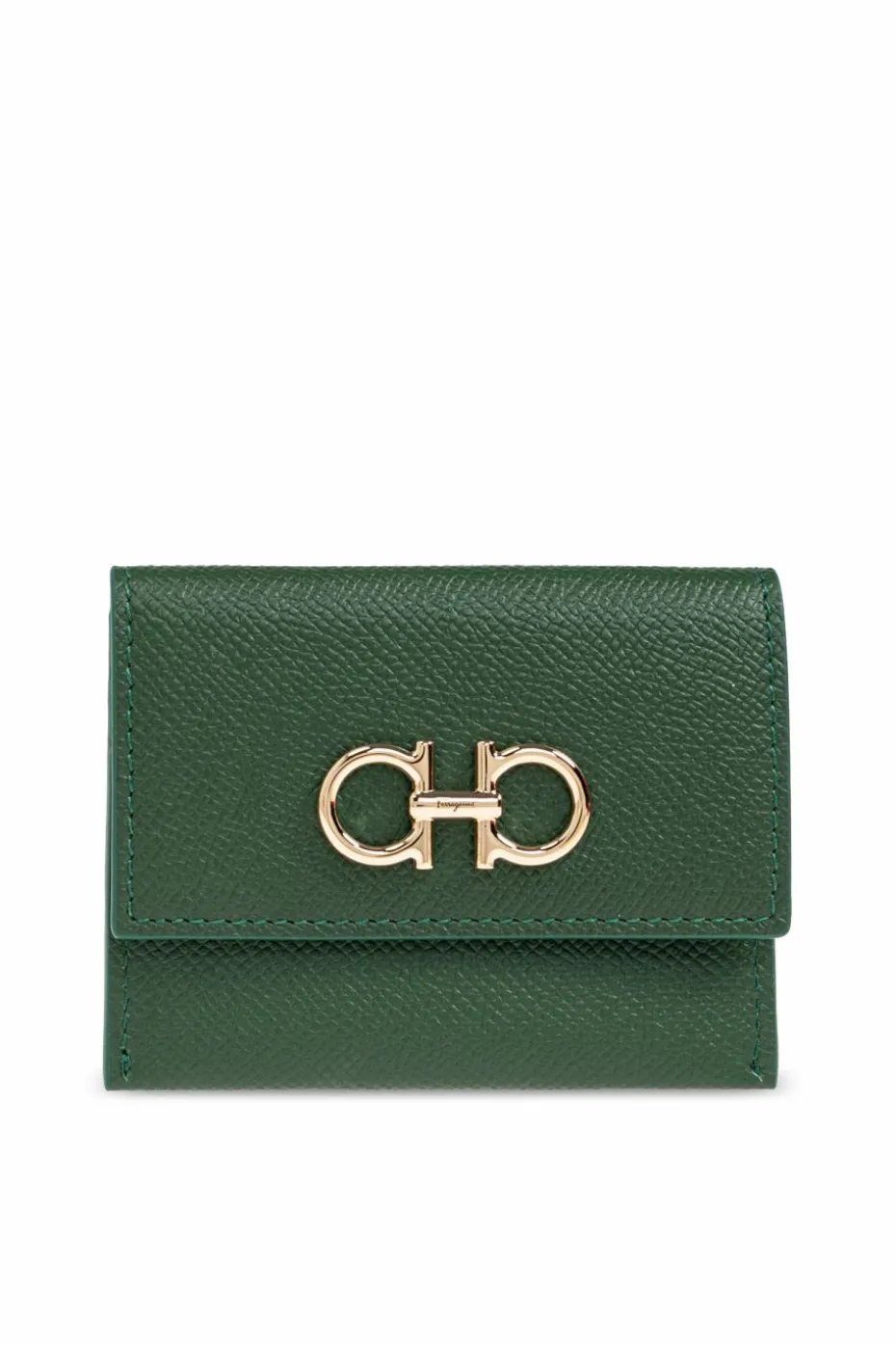 FERRAGAMO GREEN Leather card case