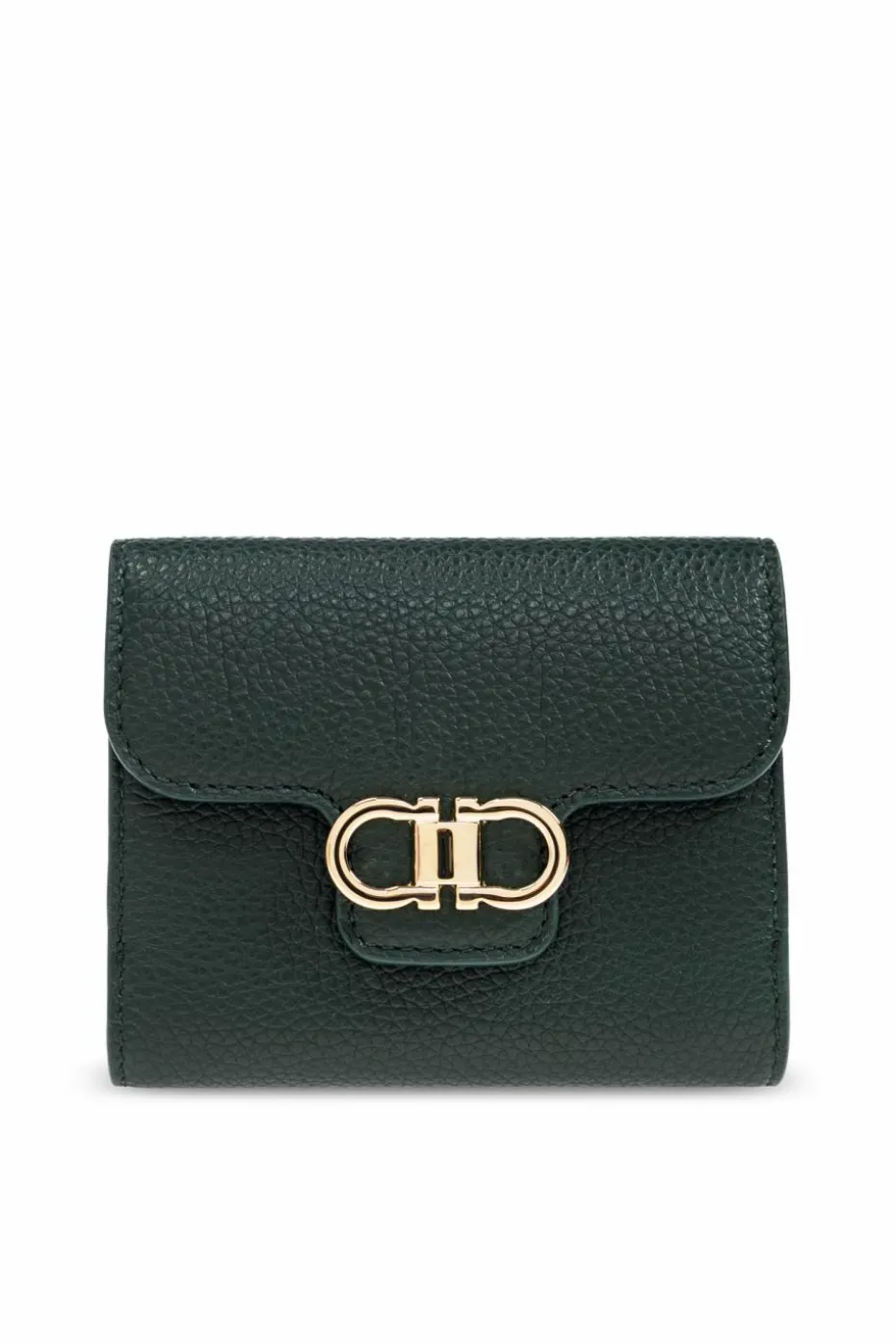 FERRAGAMO GREEN Leather wallet with logo