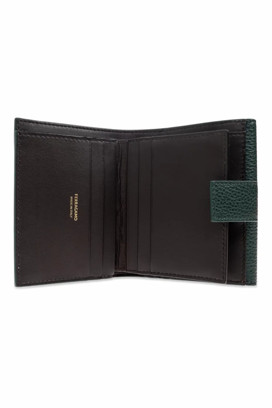 FERRAGAMO GREEN Leather wallet with logo